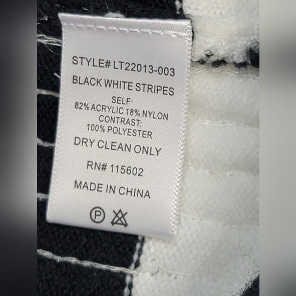 LUSH Black and White Striped Long Sleeve Crewneck Sequin Sweater Size XS - Picture 6 of 9